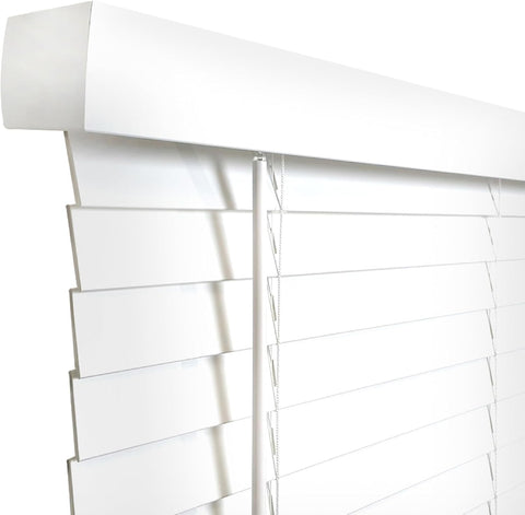 DEZ FURNISHINGS Cordless 2" Smooth Faux Wood Blind, 22.75" W x 60" H, Smooth White