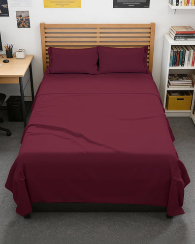 Full XL Sheets - 4 Piece Full XL Sheet Set - Cool & Breathable - Burgundy