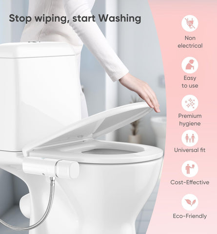 Bidet Attachment, Posterior&Feminine Wash-(Retractable Dual Nozzles)