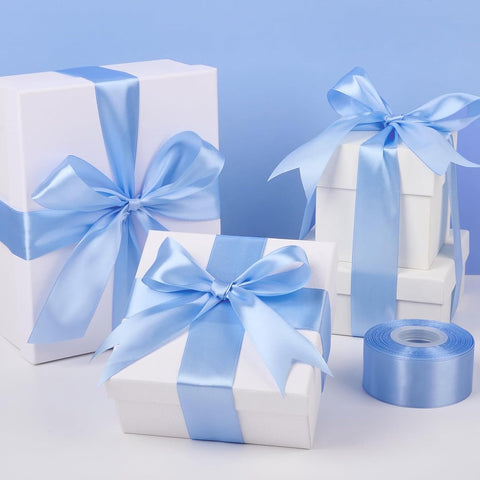 Mauproy Sky Blue Satin Ribbon, 1-1/2 Inch, 50 Yards