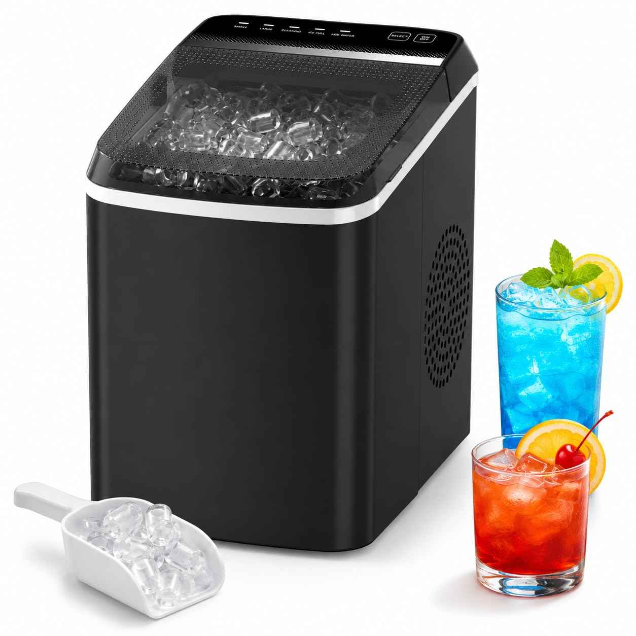 Anypro Countertop Ice Maker Machine, Portable Bullet Ice Maker, 9 Cubes Ready in 6 Mins, 33Lbs/24H, 2 Ice Sizes, Self Cleaning Ice Maker, Basket & Scoop, Compact Ice Machine for Home Kitchen Office RV