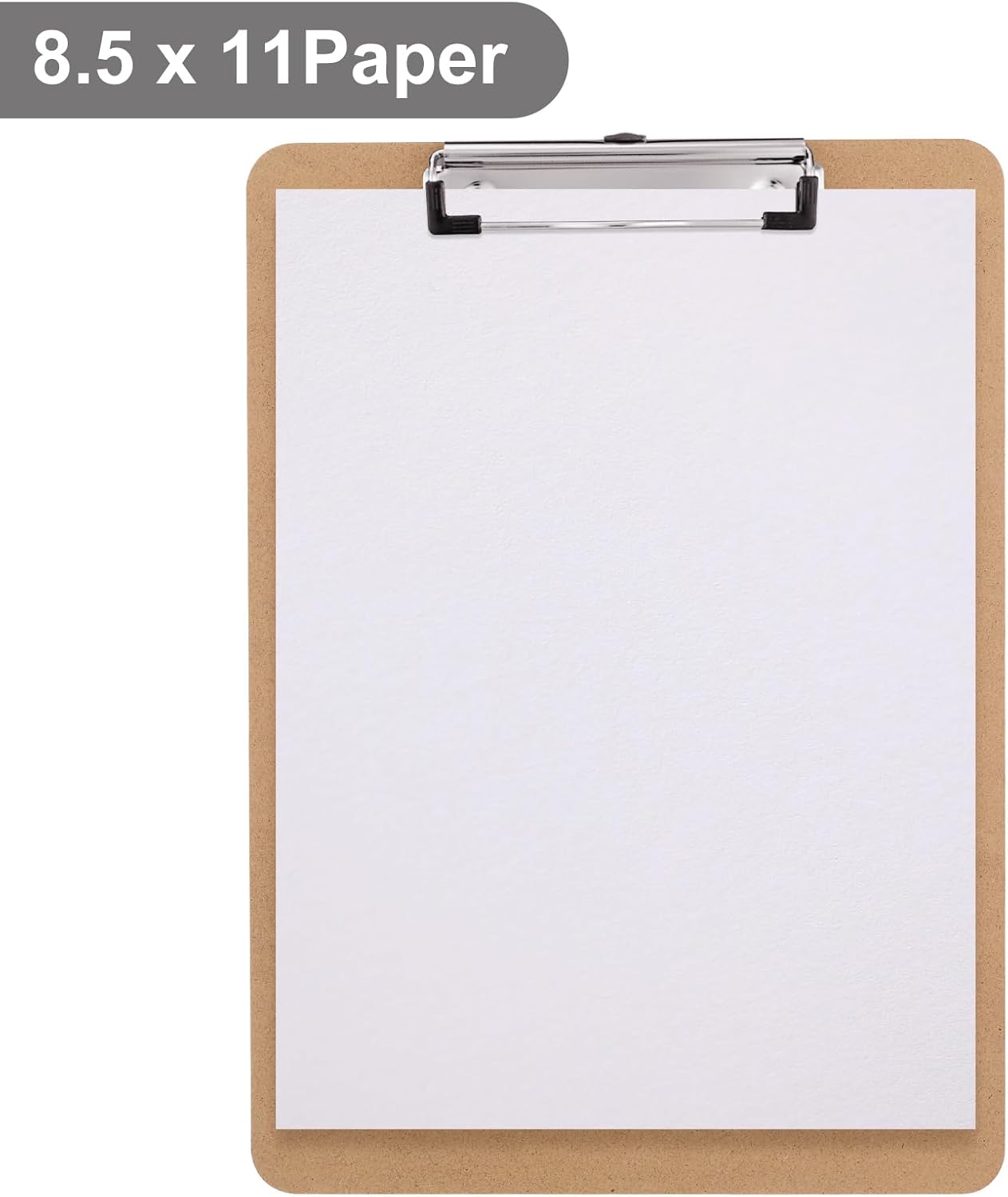 Wood Clipboard, Letter Size Hardboard Clip Board 8.5 x 11