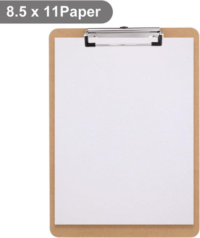 Wood Clipboard, Letter Size Hardboard Clip Board 8.5 x 11
