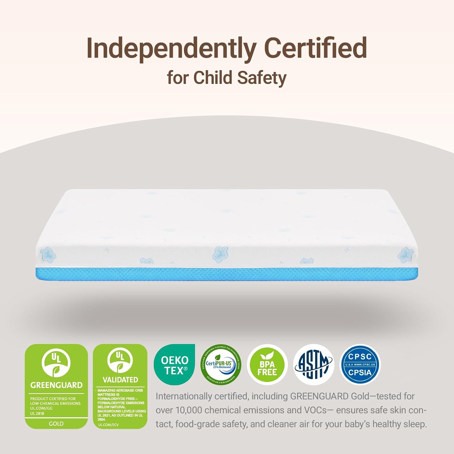 MAMAZING Aerobase Baby Crib Mattress, 52" x 28" Dual-Sided Mattress