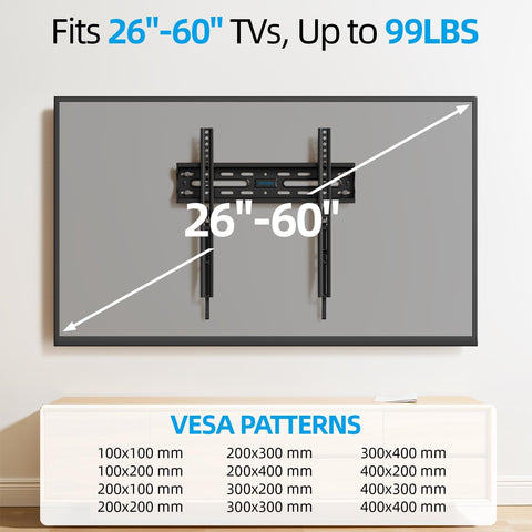 USX STAR Fixed TV Wall Mount Bracket for 32 42 43 50 55 60 Inch TVs