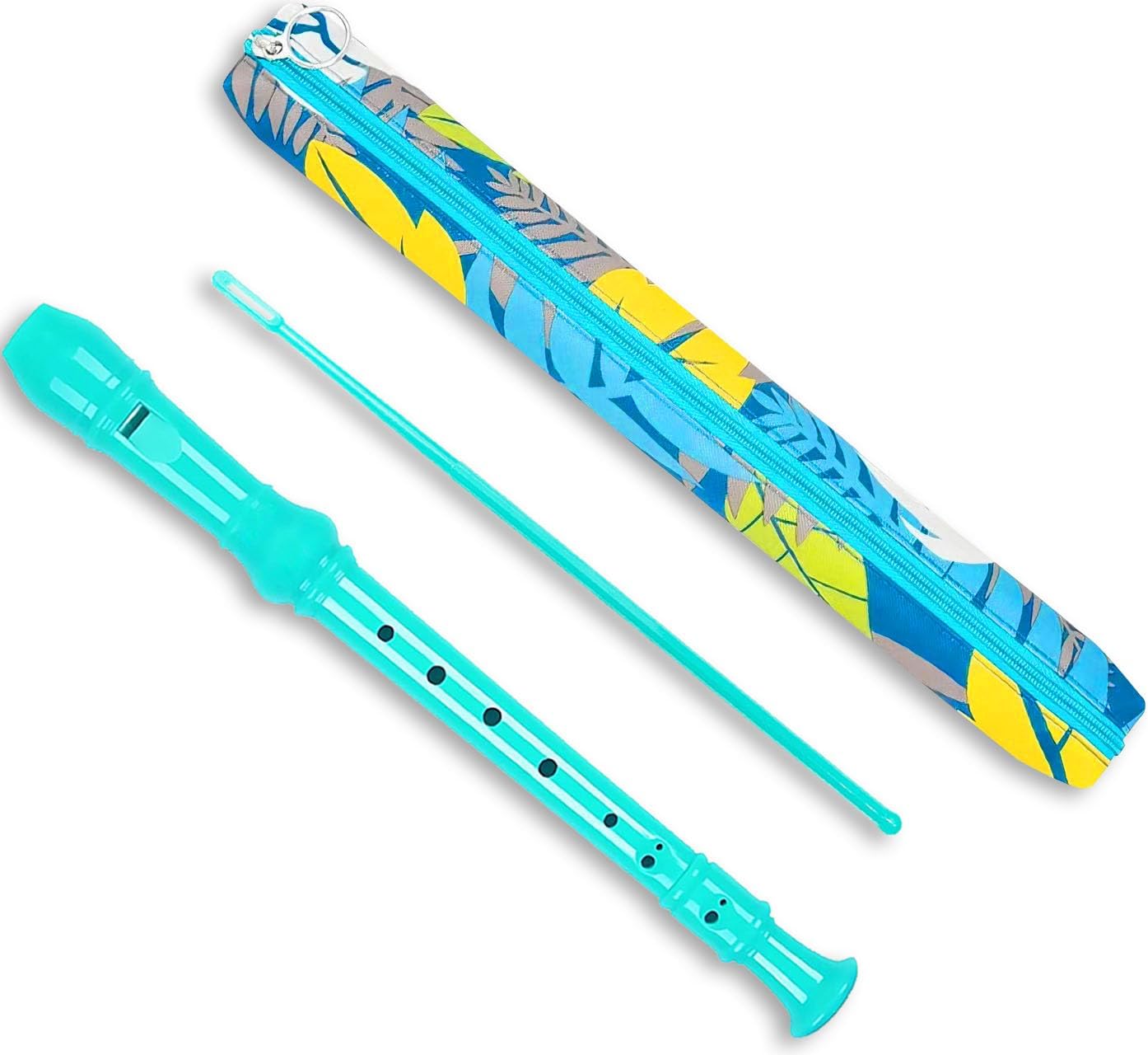 Descant Soprano Recorder for Kids - 8 Hole German Style Flute with Fingering Chart, Cleaning Rod & Protective Case - Ideal Musical Instrument for Beginners & School Students (Green)