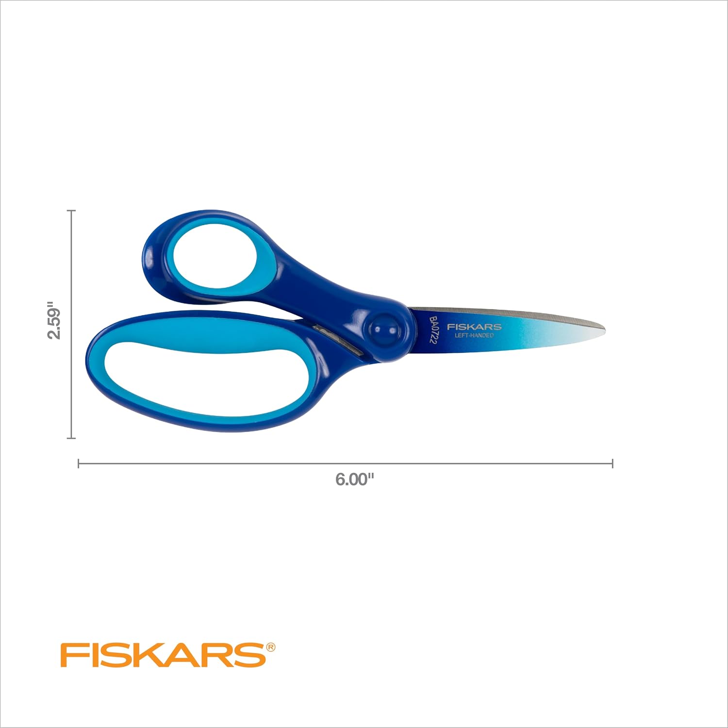 Fiskars 6" Left-Handed Big Kids Scissors, Ages 8-11, Ombre Blue-Turquoise