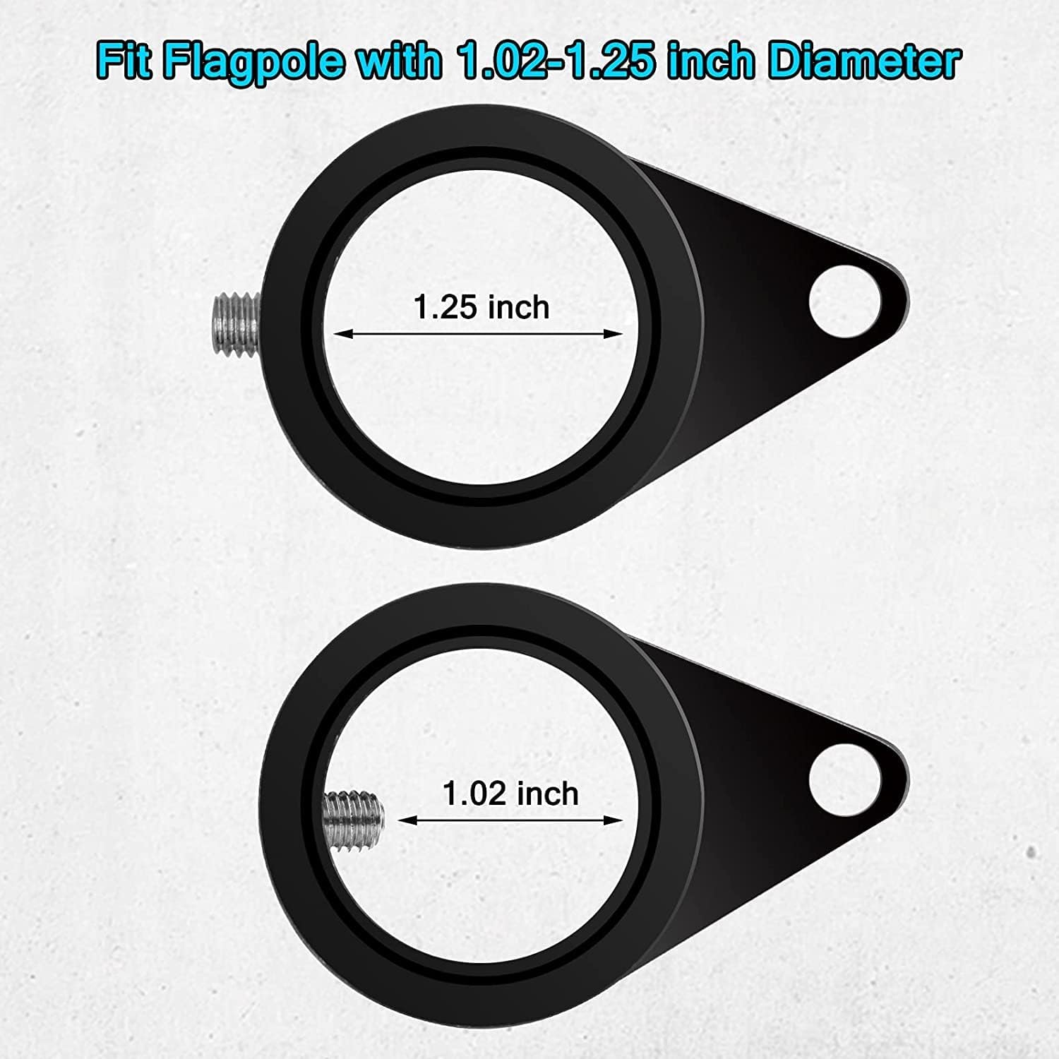Anovo 1.25" Flag Pole Rings, Aluminum Alloy Flagpole Rings 360° Rotating Anti Wrap Flag Mounting Ring, Spinning Flag Pole Clips with Carabiner for 1.02-1.25 Inch Diameter- Pack of 4 (Black)