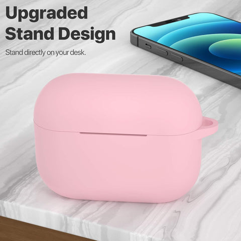 for AirPods Pro 1st/2nd Generation Case Cover, Protective Silicone Skin Accessories with Keychain for Women Men for Apple AirPods Pro 2019/2022 Charging Case,Front LED Visible-Pink