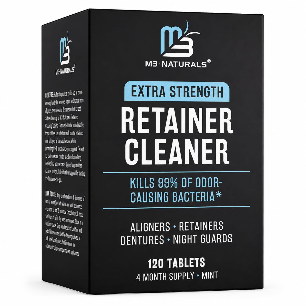 Retainer Cleaner Tablets, Denture Cleaner, Mint, 4 Month Supply by M3