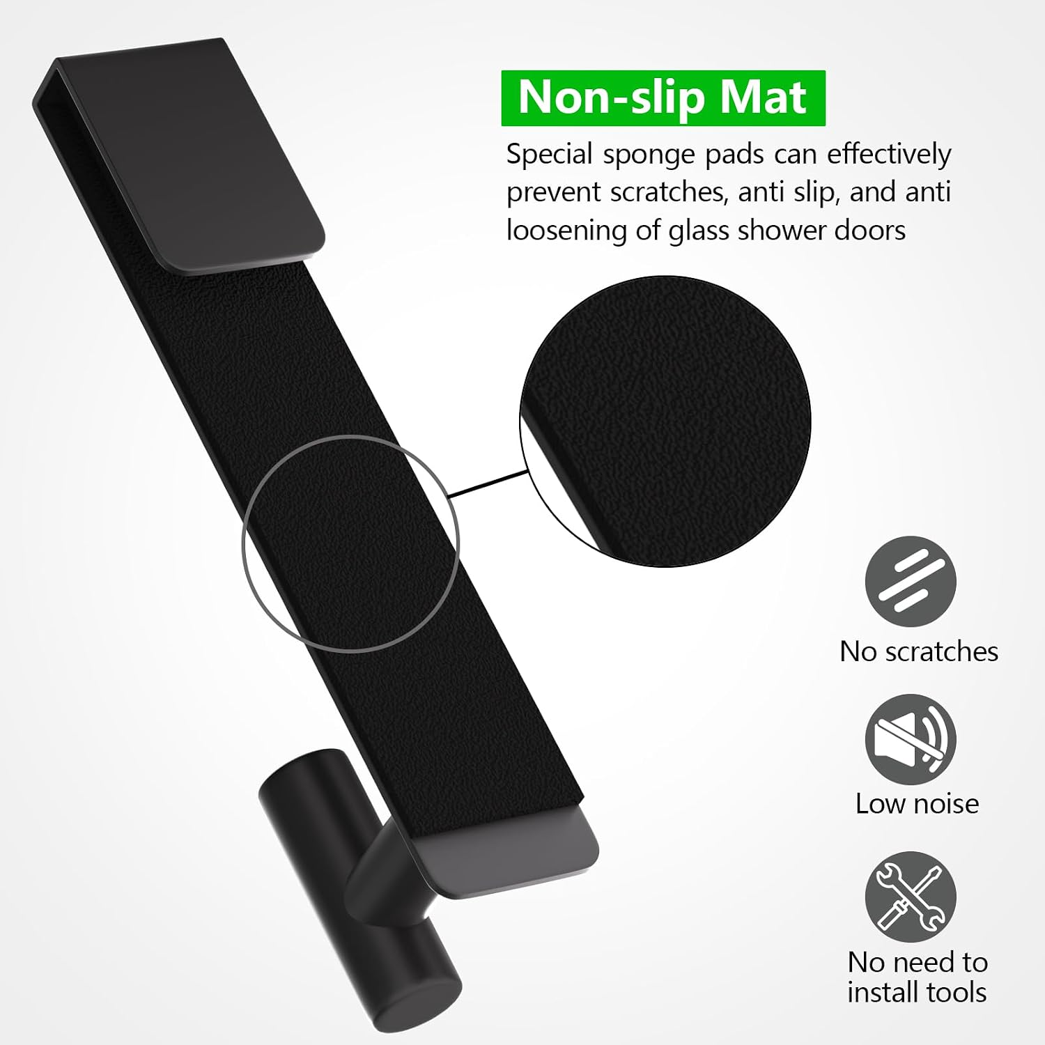 HUFEEOH Black 2-Pack T-Shape 7.5-Inch Shower Door Towel Hooks