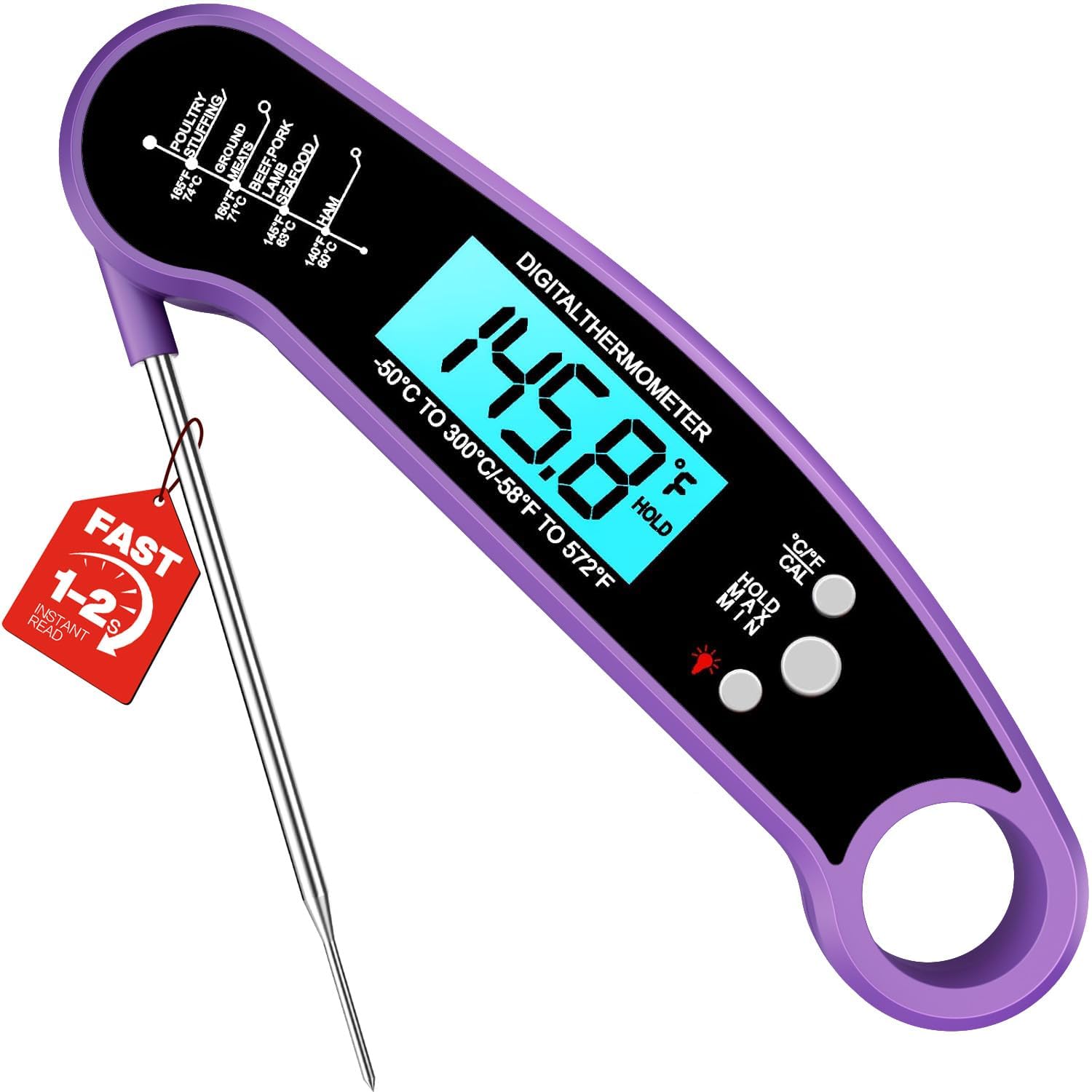 Meat Thermometer Digital, Food Thermometer for Cooking, Purple