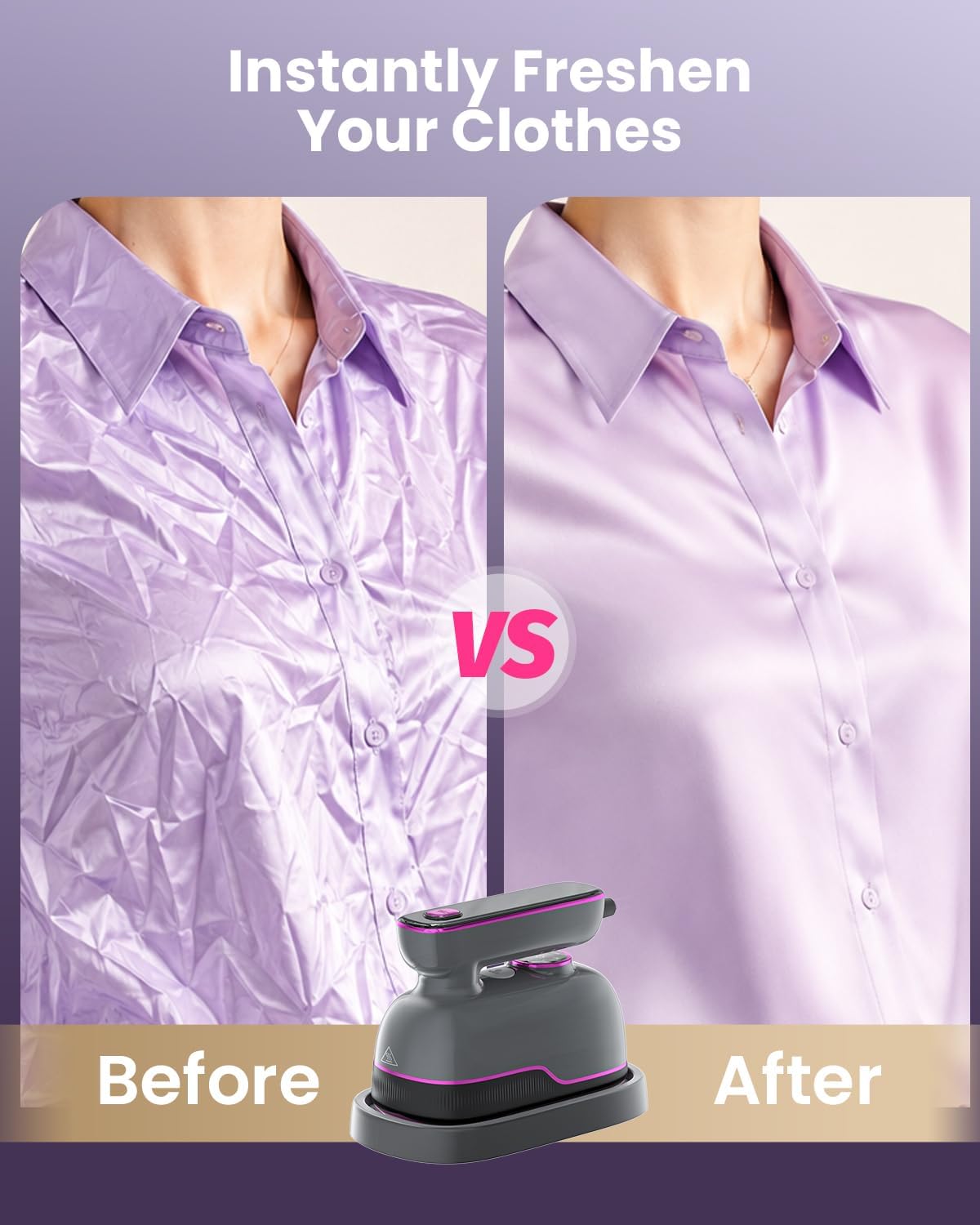 Travel Steamer Iron for Clothes, Portable Handheld Clothes Steamer with 6 Smart Modes, 12S Fast Heat-Up, 2-in-1 Steamer and Iron, 150ml Water Tank, Powerful Wrinkle Removal for Home & Travel, 120V