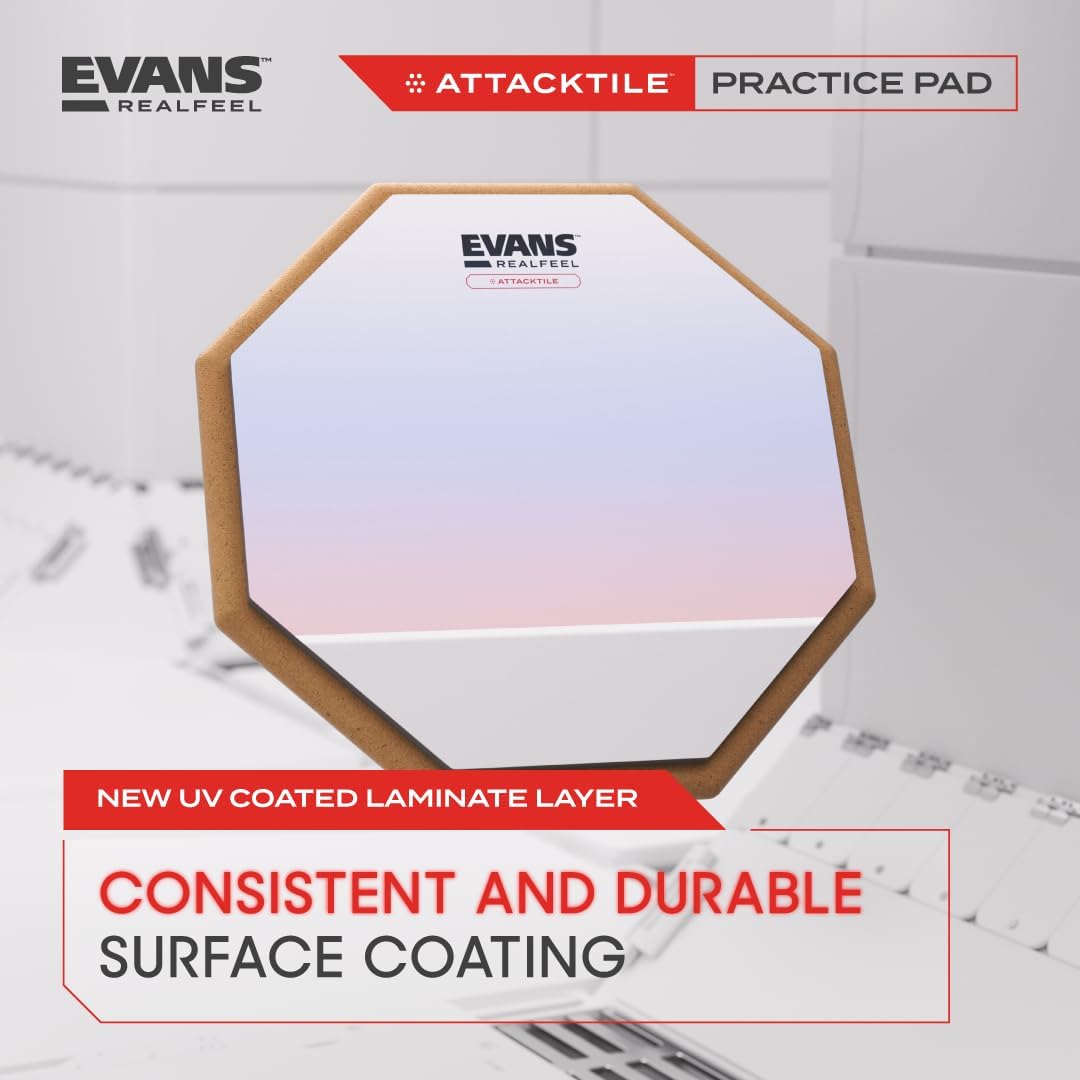 Evans RealFeel Attacktile Drum Practice Pad Scholastic Kit, 10 Inch