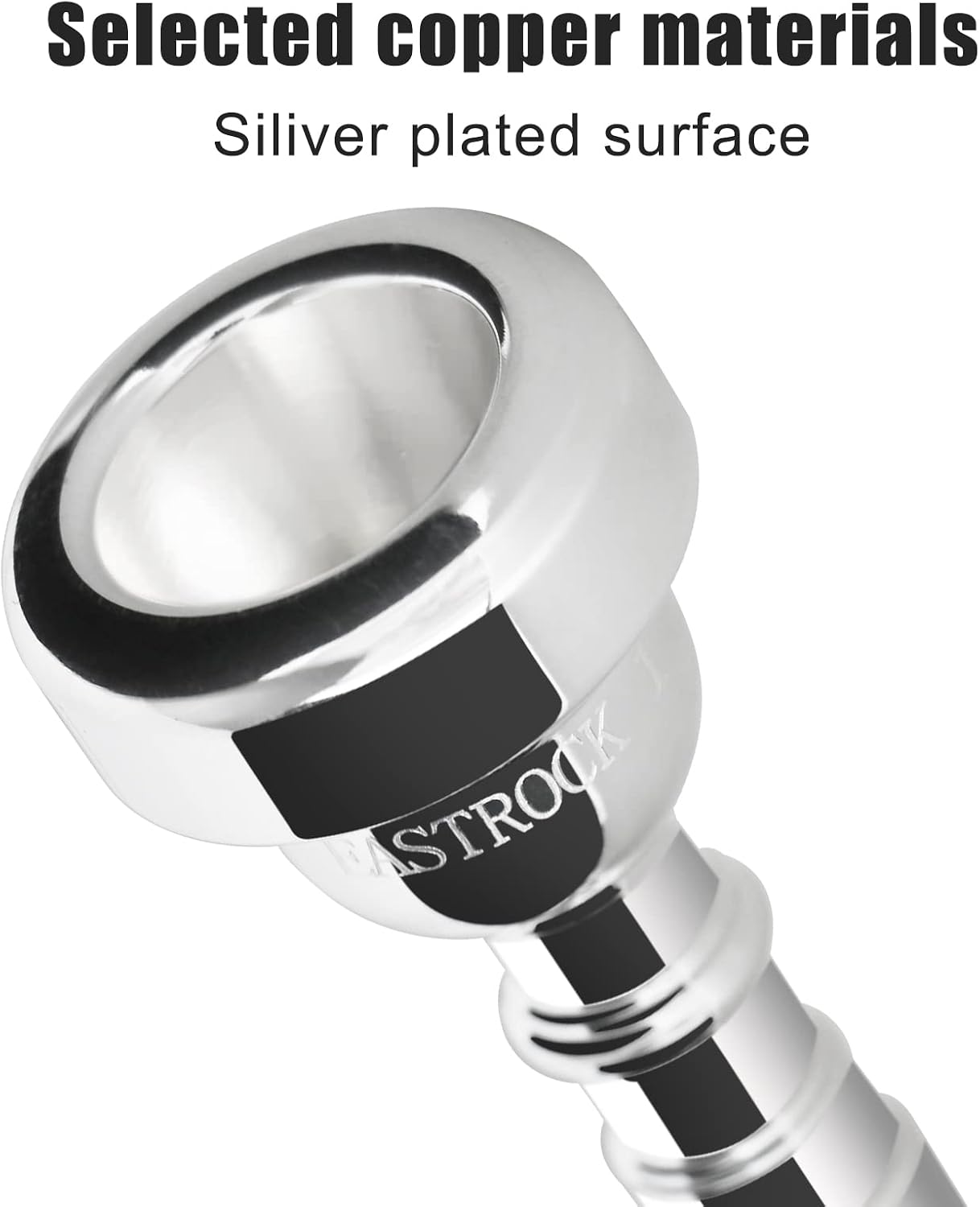 EASTROCK 1.25C Trumpet Mouthpiece Silver Plated Bb Trompeta, Vacuum Packed