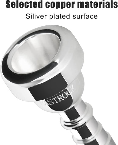 EASTROCK 1.25C Trumpet Mouthpiece Silver Plated Bb Trompeta, Vacuum Packed