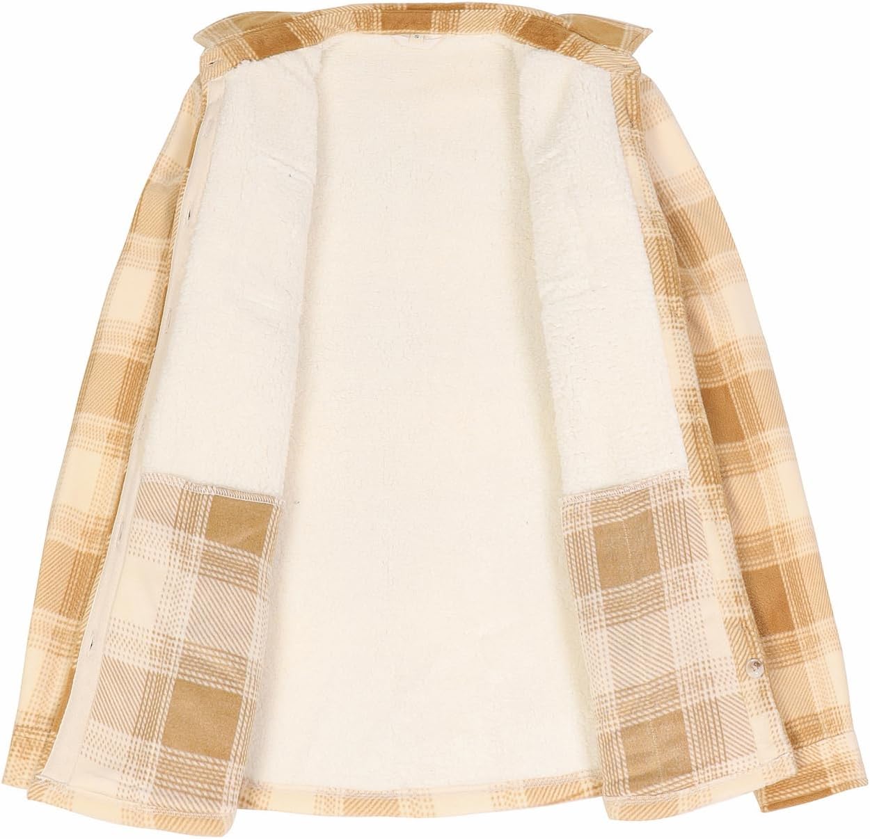 ThCreasa Womens Sherpa lined Button Up Plaid Shacket with Pockets