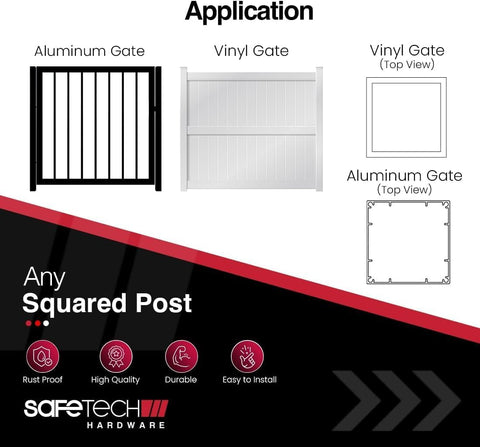 Safetech Hardware Magnetic Top Pull Gate Latch | Key Lockable Vertical Pull Gate Lock | Pool & Child Safety Gate Hardware | Kid & Pet Protection | Any Sqaure Post | SL-50H - 22” H Black