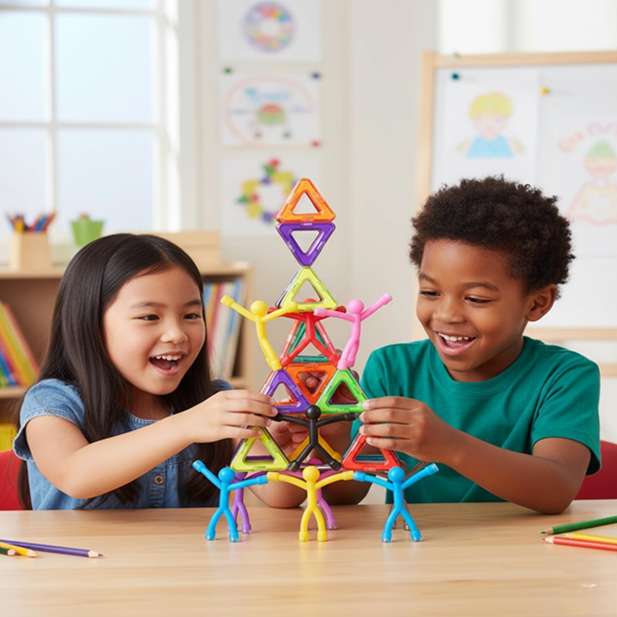 MAGMEN Magnetic Fidget Figures | Travel Toys for Kids (10-Piece Solid)