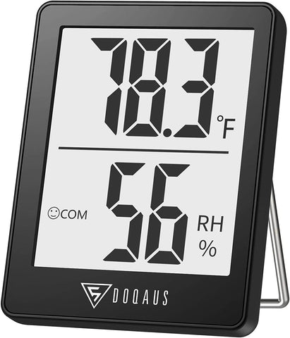 DOQAUS Digital Hygrometer Indoor Thermometer Humidity Meter, Black