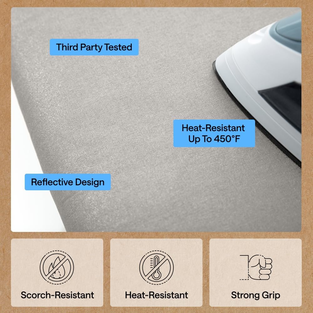 GORILLA GRIP Padded Ironing Board Cover, 13x43, Silver