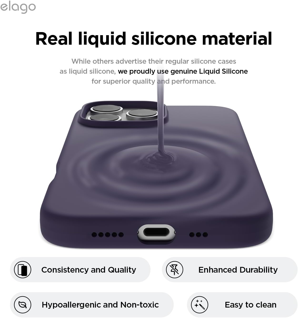 elago Premium Magnetic Silicone Case for iPhone 16 Pro Max