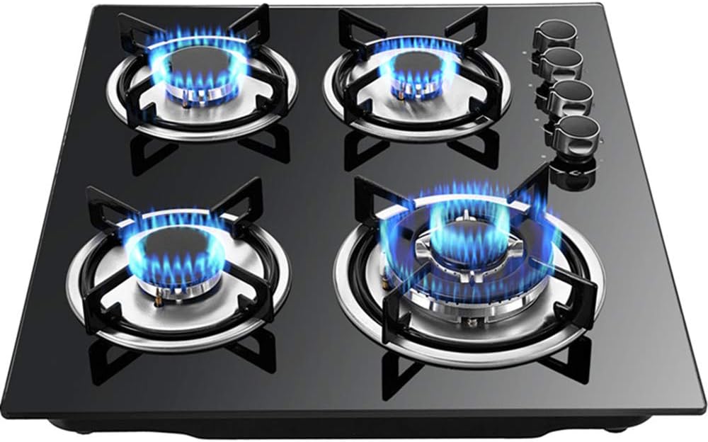 24" Built-in Gas Cooktop, 4 Burner Gas Stovetop for Kitchen Apartment Rvs