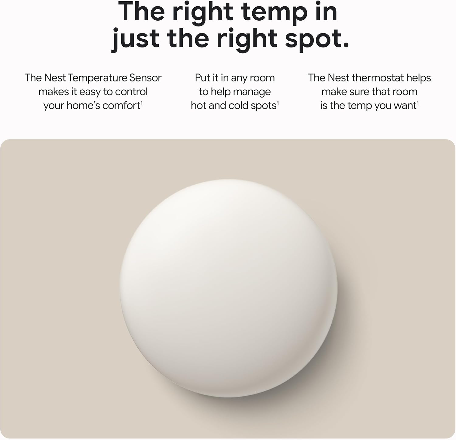 Google Nest Temperature Sensor (2nd Gen) - Room Comfort Sensor with Scheduling - Works with The Nest Learning Thermostat (3rd and 4th Gen) and Nest Thermostat E - Porcelain, White