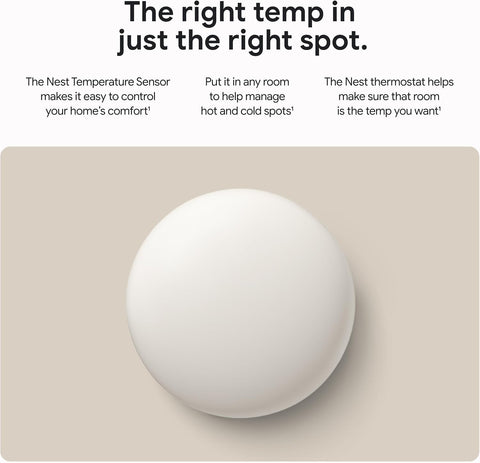 Google Nest Temperature Sensor (2nd Gen) - Room Comfort Sensor with Scheduling - Works with The Nest Learning Thermostat (3rd and 4th Gen) and Nest Thermostat E - Porcelain, White