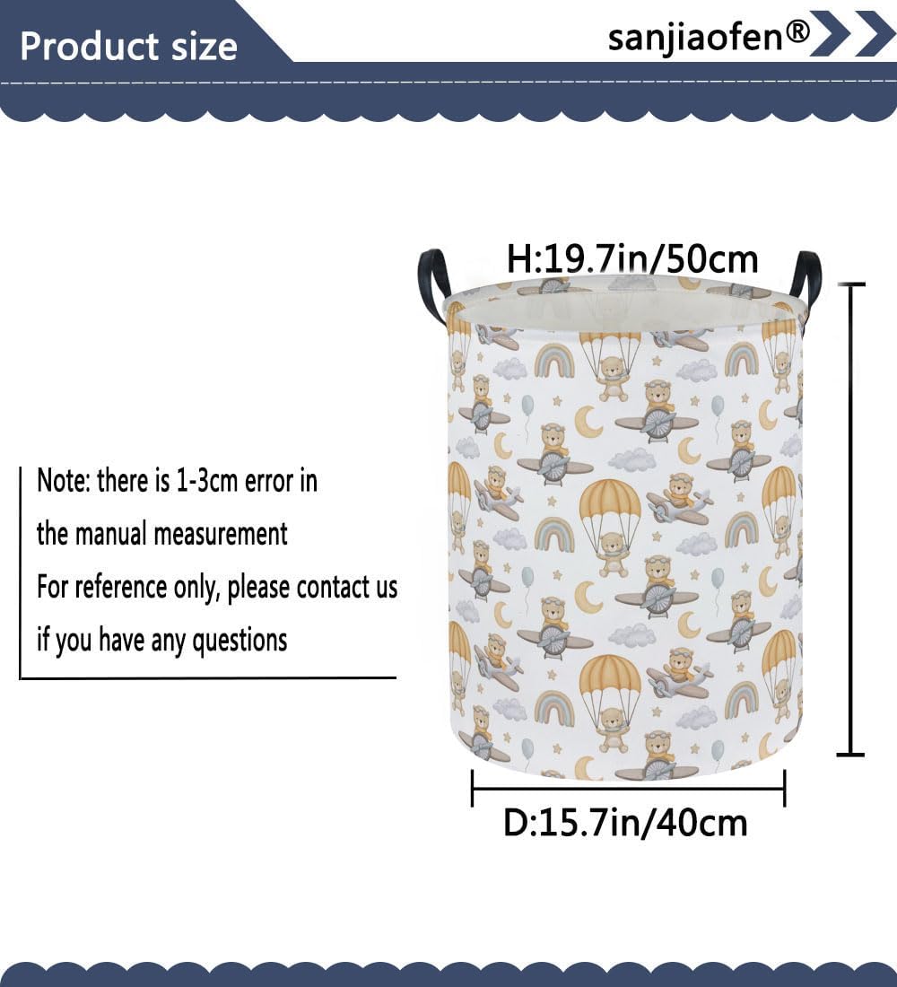 Kids Laundry Hamper,Animal Laundry Basket Collapsible Bear Storage Baskets for Home Decor,Office,Home Organizer,(Airplane Bear