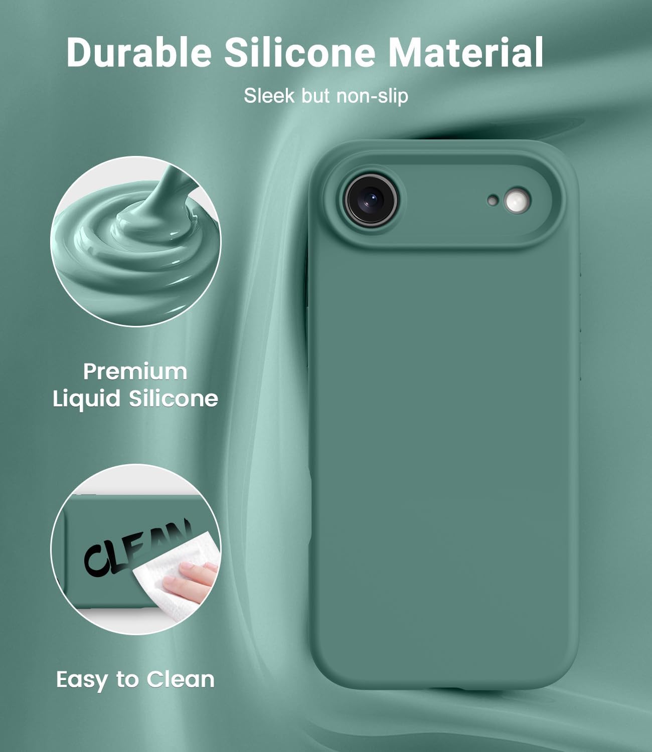 OTOFLY Magnetic for iPhone 17 Air Case,Compatible with Magsafe,Classic Liquid Silicone Mobile Phone Case,Integrated Camera Control Button,Anti-Scratch Microfiber Lining, Pine Green