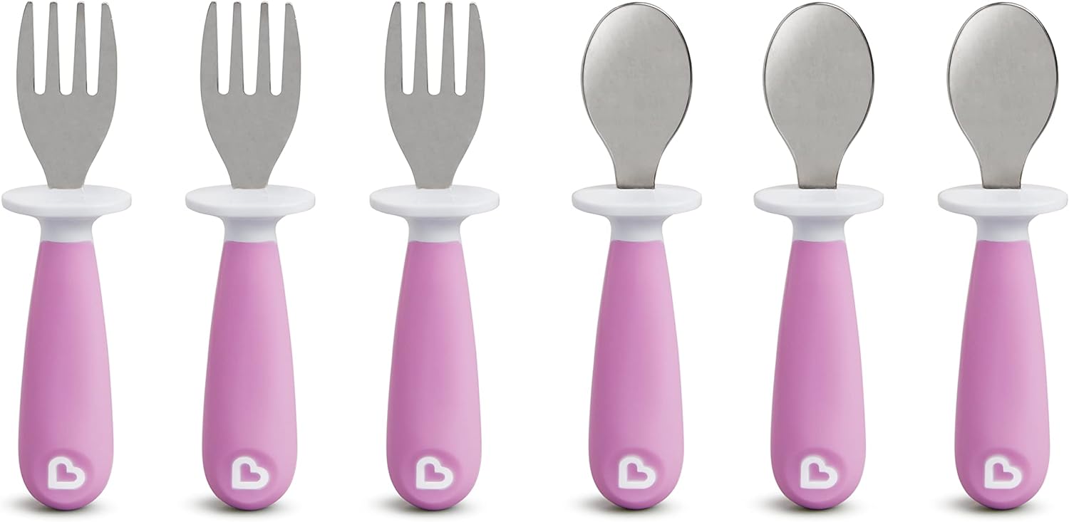 Munchkin Raise Toddler Fork and Spoon Set, BPA Free, 6 Pack, Blue