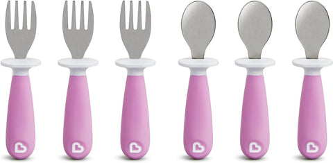 Munchkin Raise Toddler Fork and Spoon Set, BPA Free, 6 Pack, Blue