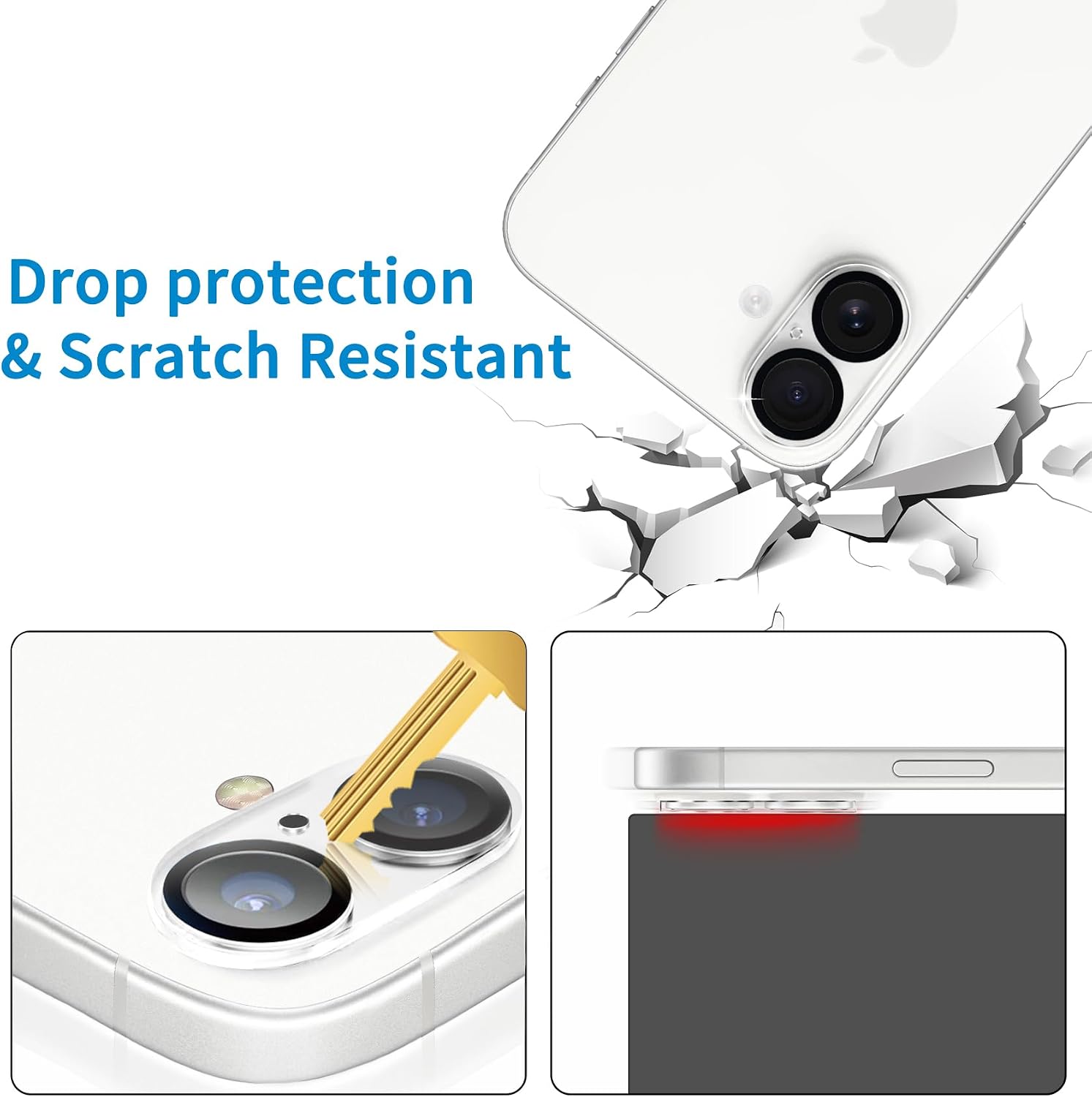 Dengduoduo 3 Pack Camera Lens Protector for iPhone 17, Tempered Glass, Ultra HD, 9H Hardness, Anti-Scratch, Case Friendly,[No Affect on Night Shots], Clear