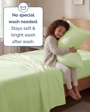 Twin Size 3 Piece Sheet Set - Comfy Breathable & Cooling - Light Sage Green