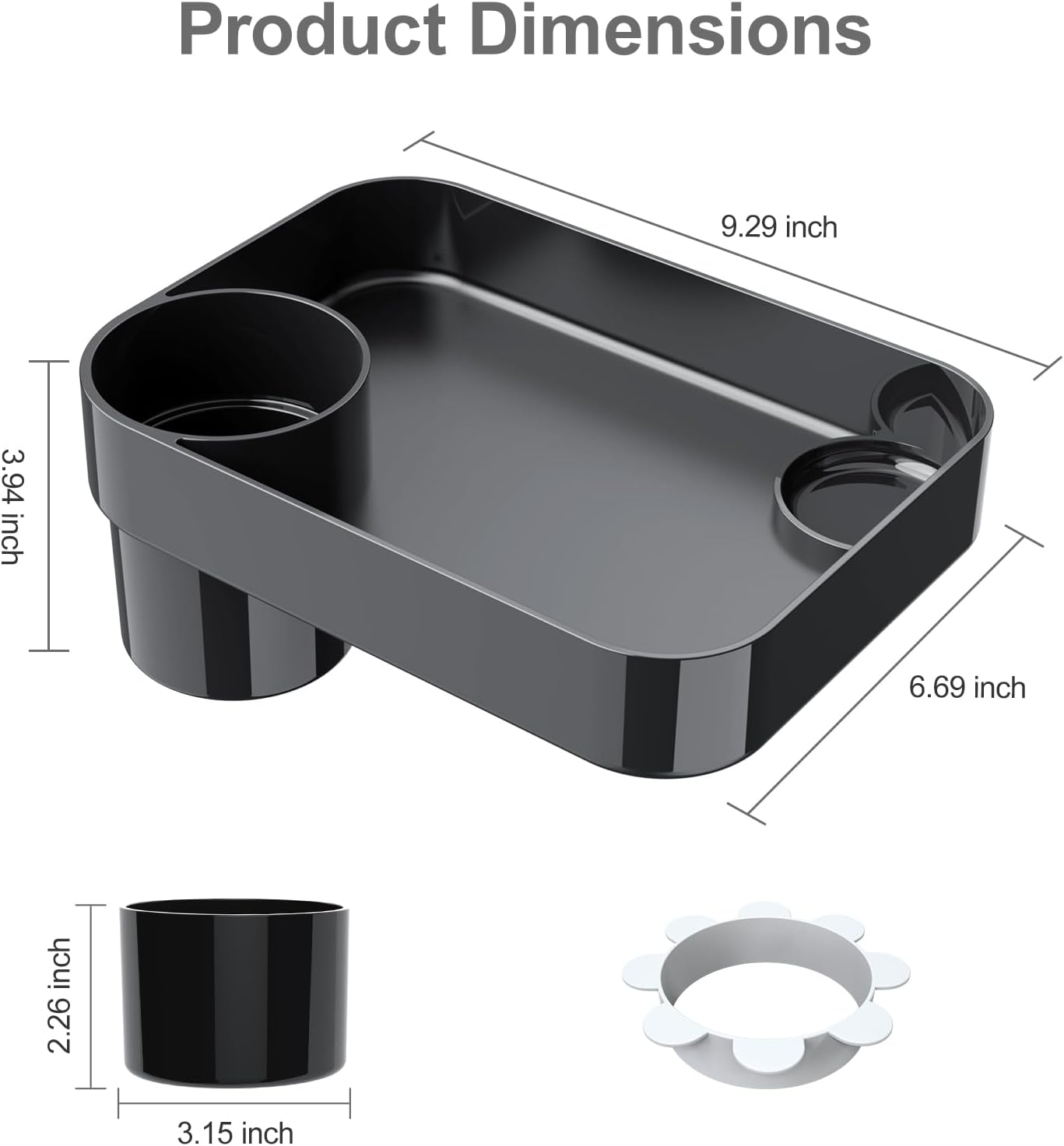 [2 Pack] Car Seat Tray for Kids Toddlers Travel with 3-Inch Cup Holder