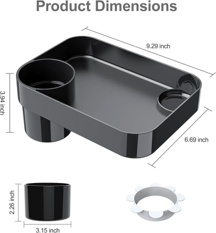 [2 Pack] Car Seat Tray for Kids Toddlers Travel with 3-Inch Cup Holder