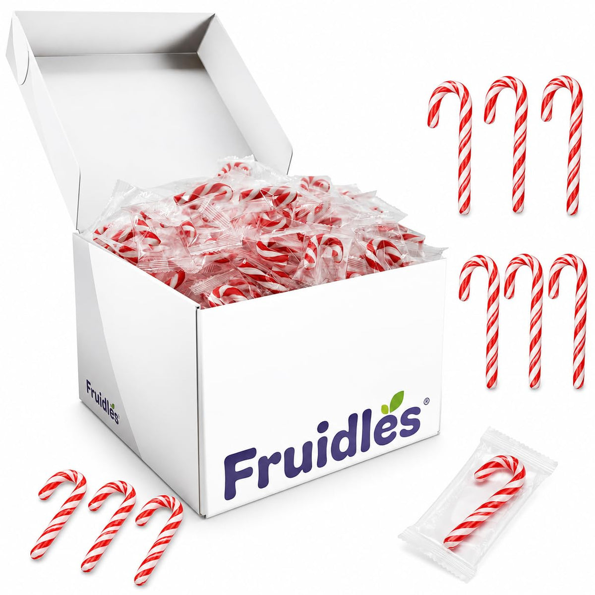 Fruidles 500 Mini Christmas Candy Canes Mini's Suckers, Peppermint Flavor, Individually Wrapped, 2 inches, 500-Pack