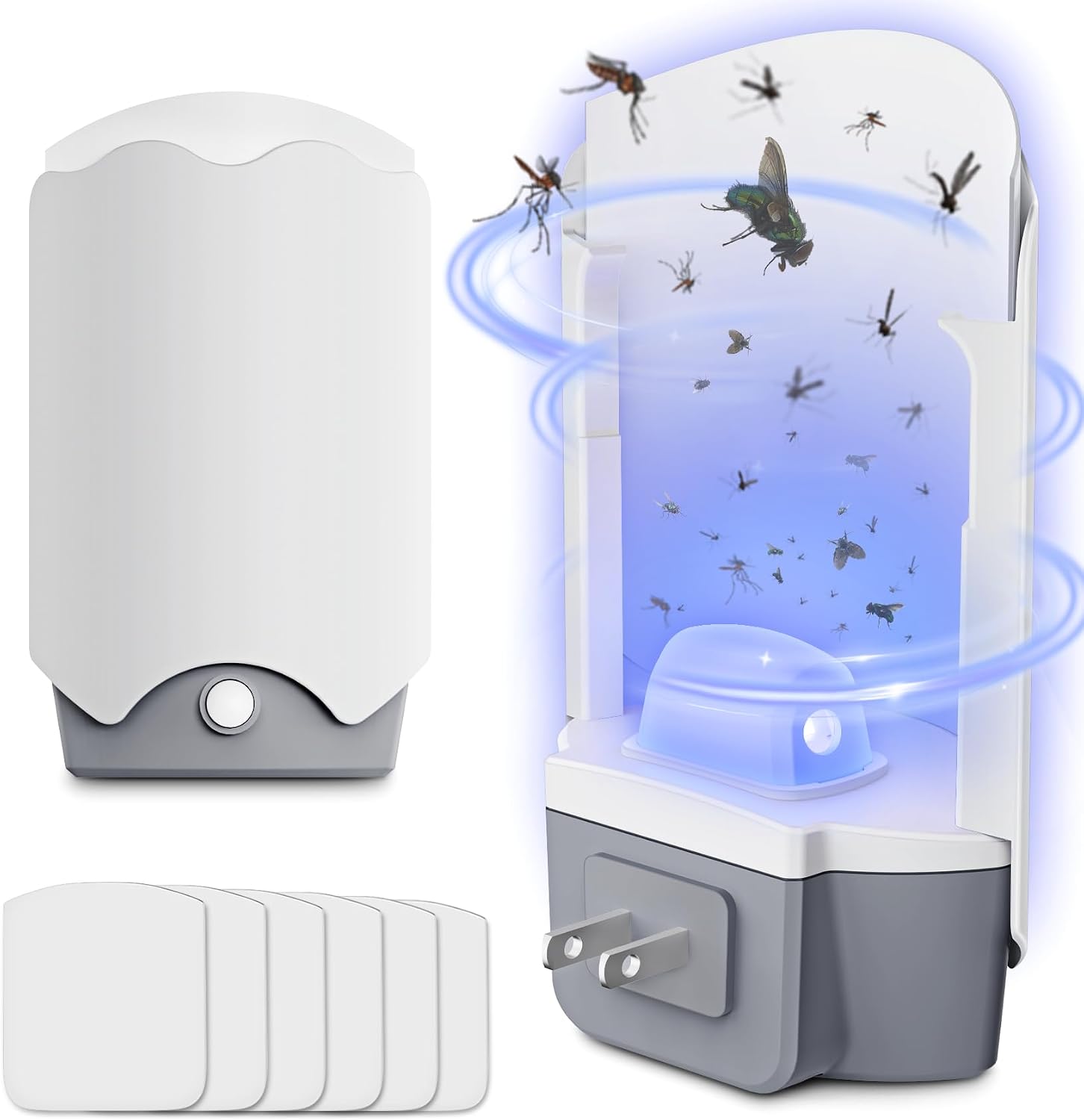 Fly Trap Indoor, Plug-in UV Flying Insect Traps, 2 Pack with 6 Refills