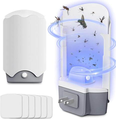 Fly Trap Indoor, Plug-in UV Flying Insect Traps, 2 Pack with 6 Refills