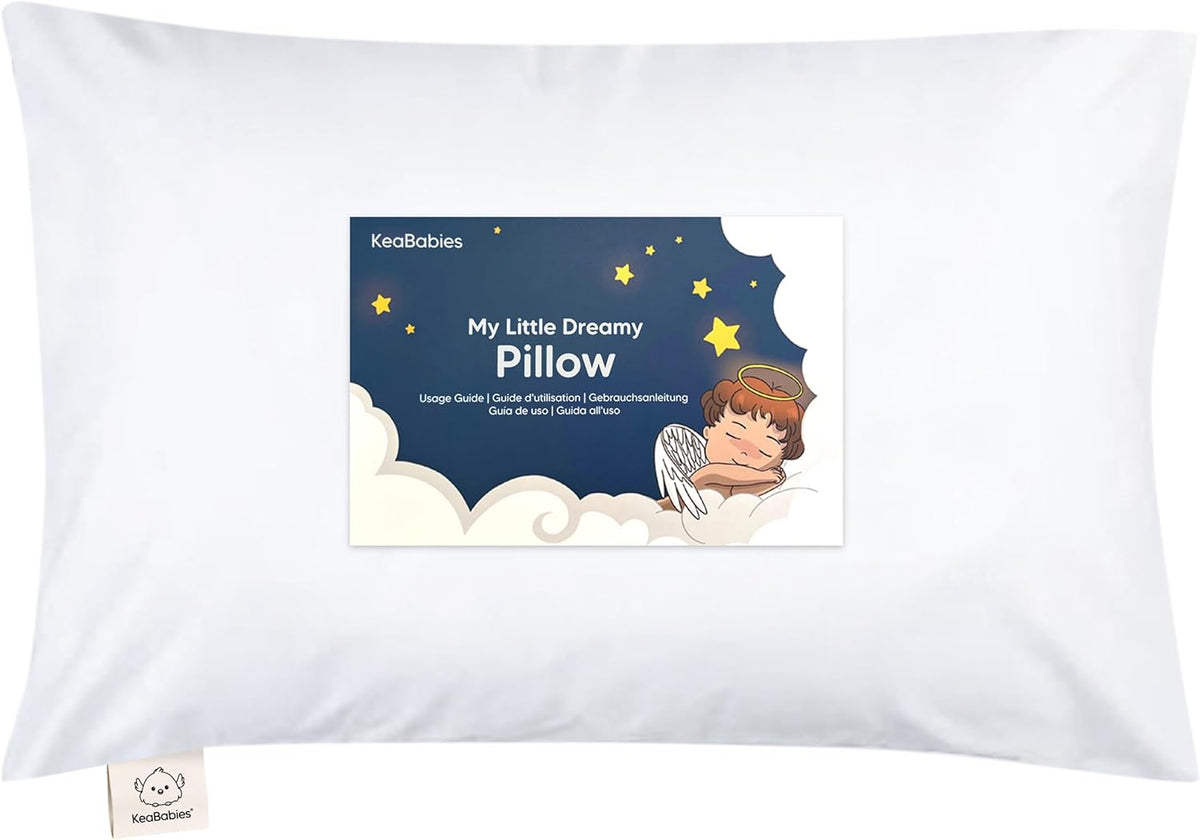 Toddler Pillow with Pillowcase, 13x18 My Little Dreamy Pillow (Soft White)