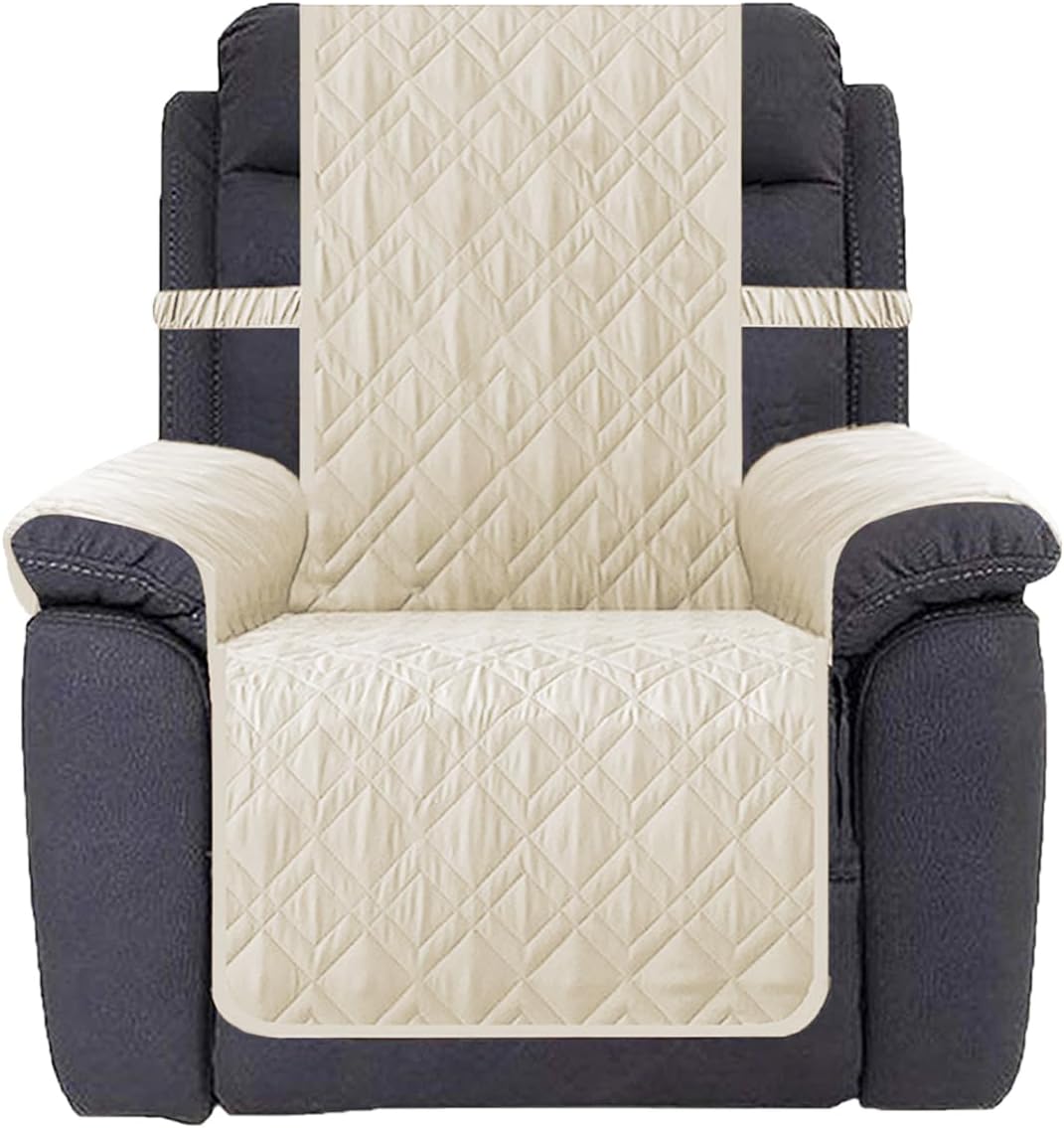 Ameritex Waterproof Nonslip Recliner Cover Stay in Place, Dog Chair Cover Furniture Protector, Ideal Recliner Slipcovers for Pets and Kids (Sand, 30'')
