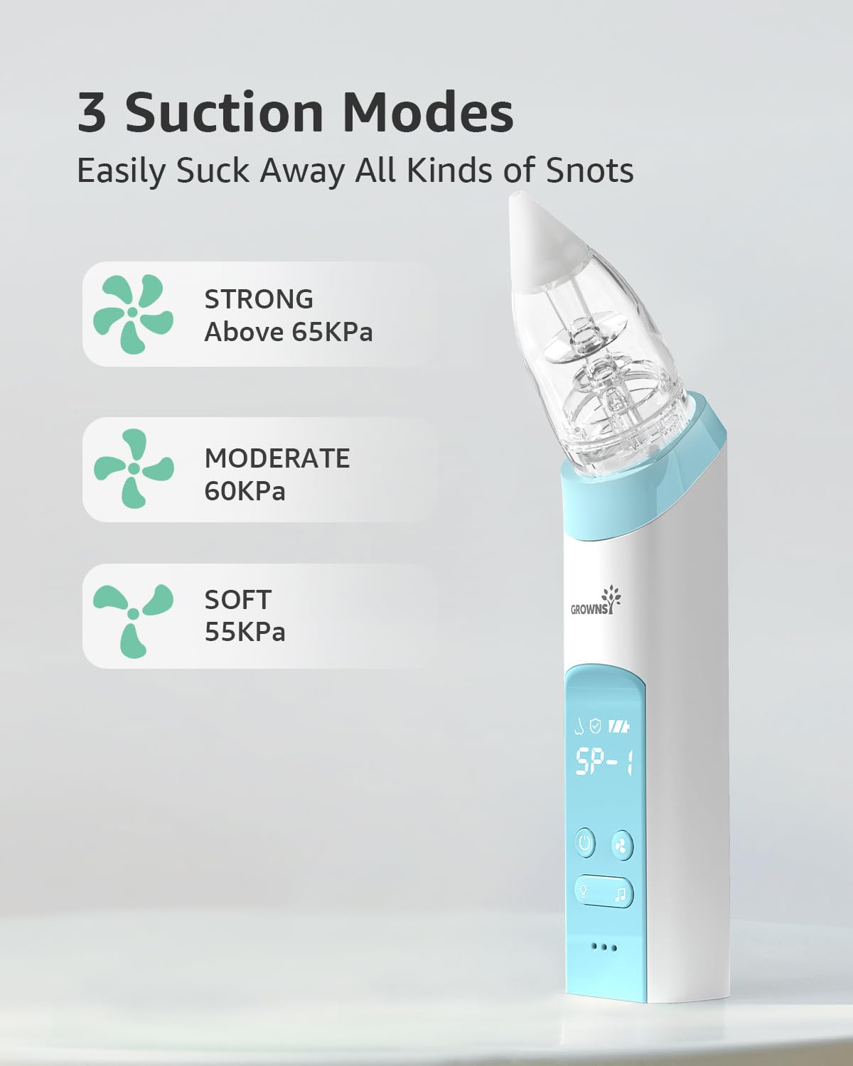 GROWNSY Nasal Aspirator for Baby, Electric Nose Sucker with Protection Mode
