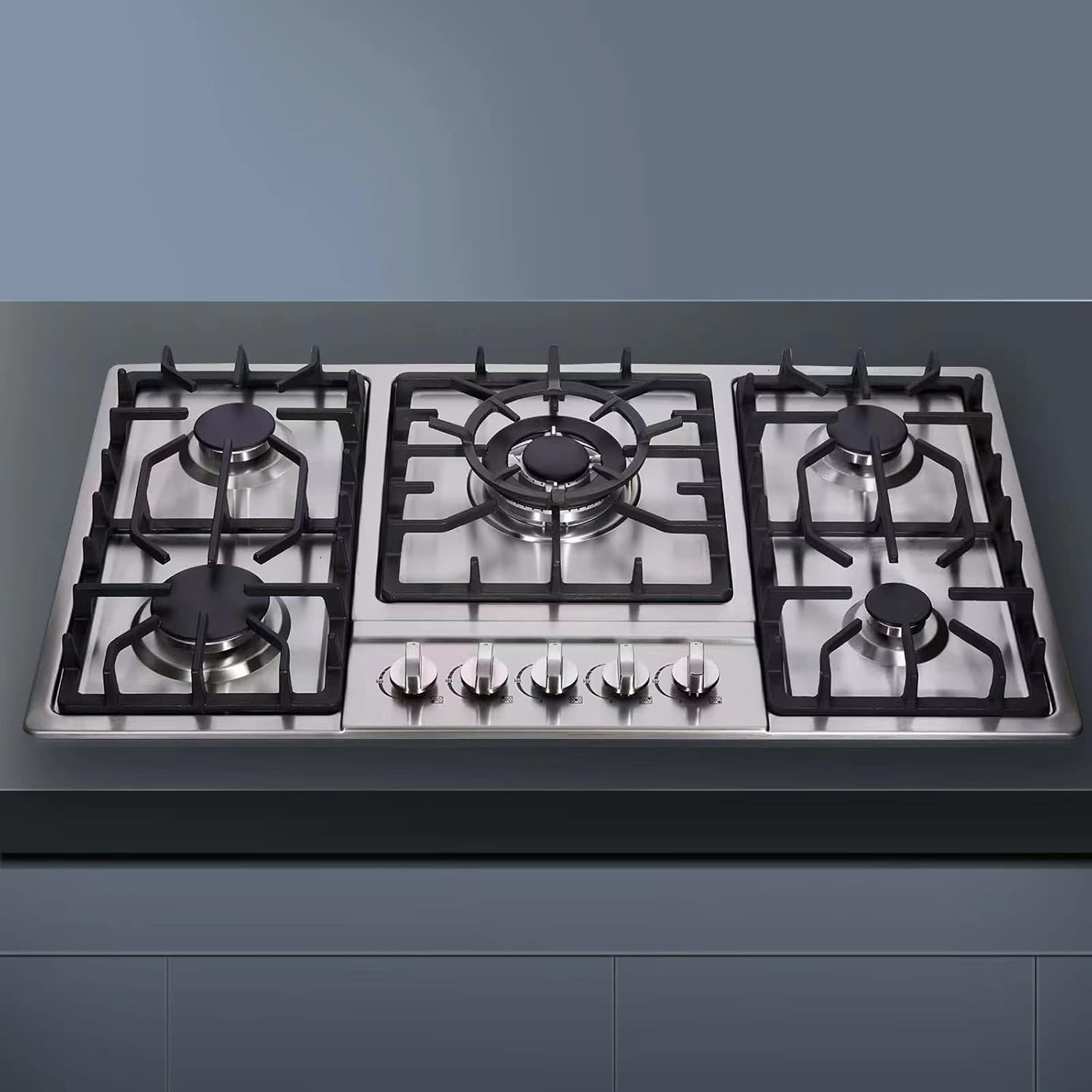 DM5808 34 Inch Stainless Steel Built-in 5 Burner Gas Cooktop - LPG/NG Convertible Dual Fuel Gas Hob