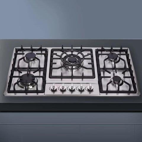 DM5808 34 Inch Stainless Steel Built-in 5 Burner Gas Cooktop - LPG/NG Convertible Dual Fuel Gas Hob