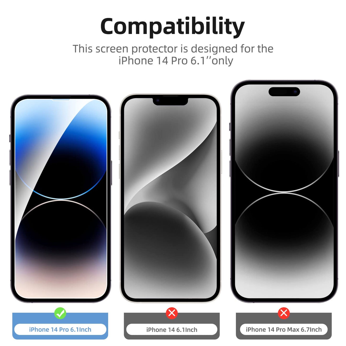 NEW'C [3 Pack Designed for iPhone 14 Pro (6.1") Screen Protector Tempered Glass, Case Friendly Anti Scratch Bubble Free Ultra Resistant