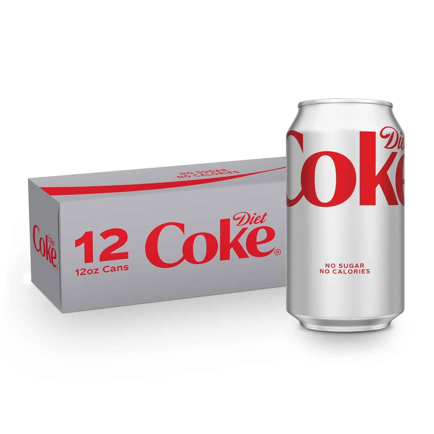 Diet Coke Soda Soft Drink Cans, 12 fl oz, 12 Pack
