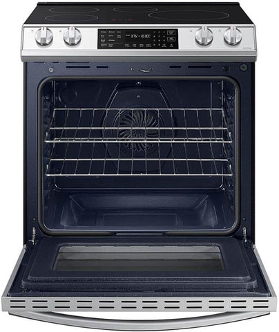 Samsung Bespoke 30 in. 6.3 cu.ft. 5 Burner Element Smart Slide-in Electric Range w/Smart Oven Camera in White Glass NSE6DB870012