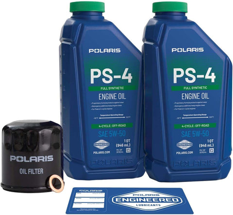 Polaris PS4 Oil Change Kit Incl Oil, Oil Filter, Drain Plug Washer, 2877473