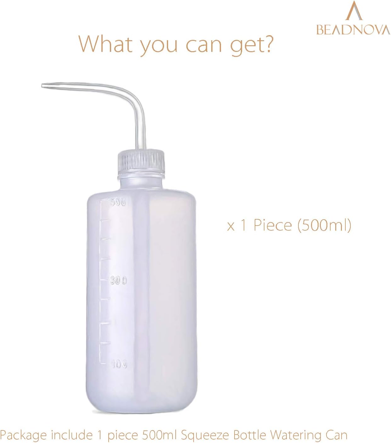BEADNOVA Irrigation Bottle 500ml 17oz Indoor Plant Watering Can Water Squirt Bottle Plastic Rinse Bottle for Eyelash Extensions Eye Wash Tattoo Lab (1pc)
